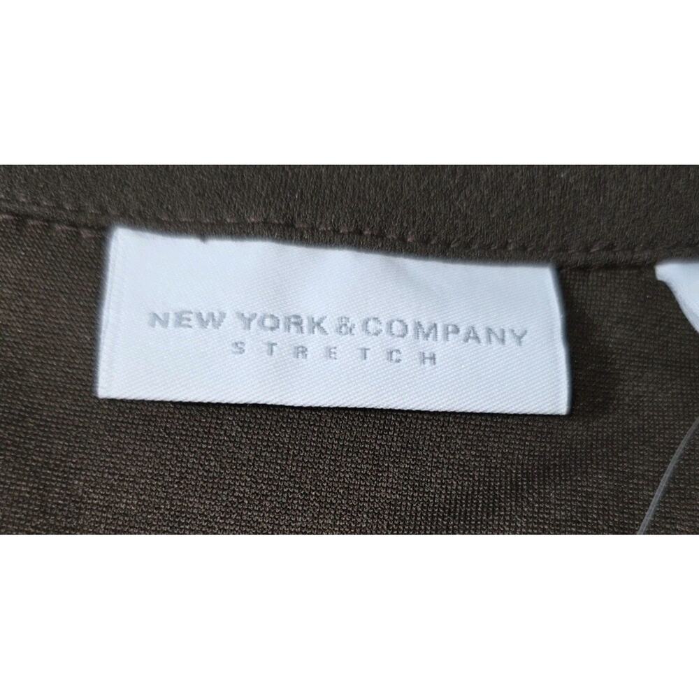 New York and company Dark Brown Shirt Dress Gold Buttons Zipped Breast Pockets - Picture 4 of 9
